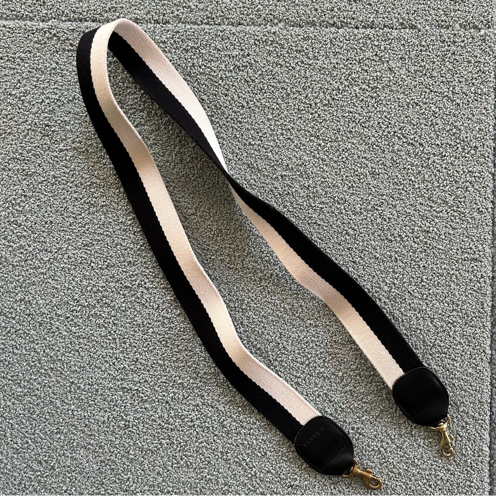 Clare V Crossbody Strap - Black & Cream Stripe
